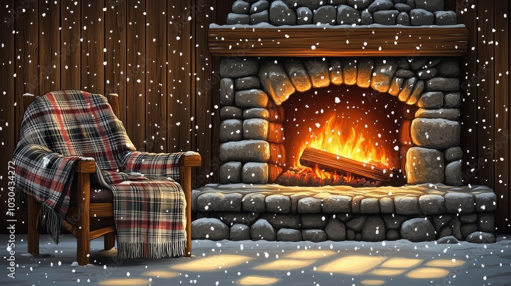 Canvas Prints Winter Retreat, Cozy fireplaces