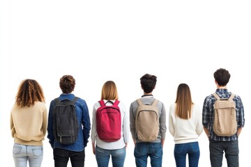 Fototapeta premium Casual group of people background backpacks clothing.