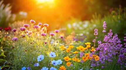 Obraz premium Beautiful colorful wildflowers in the garden