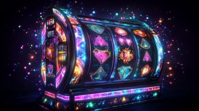 Fractal pattern slot machine with morphing symbols and vibrant colors