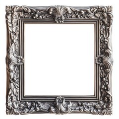 Ornate baroque-style empty picture frame with elaborate floral designs