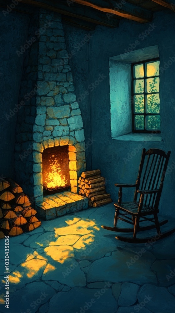 Sticker Quiet Evening, Cozy fireplaces