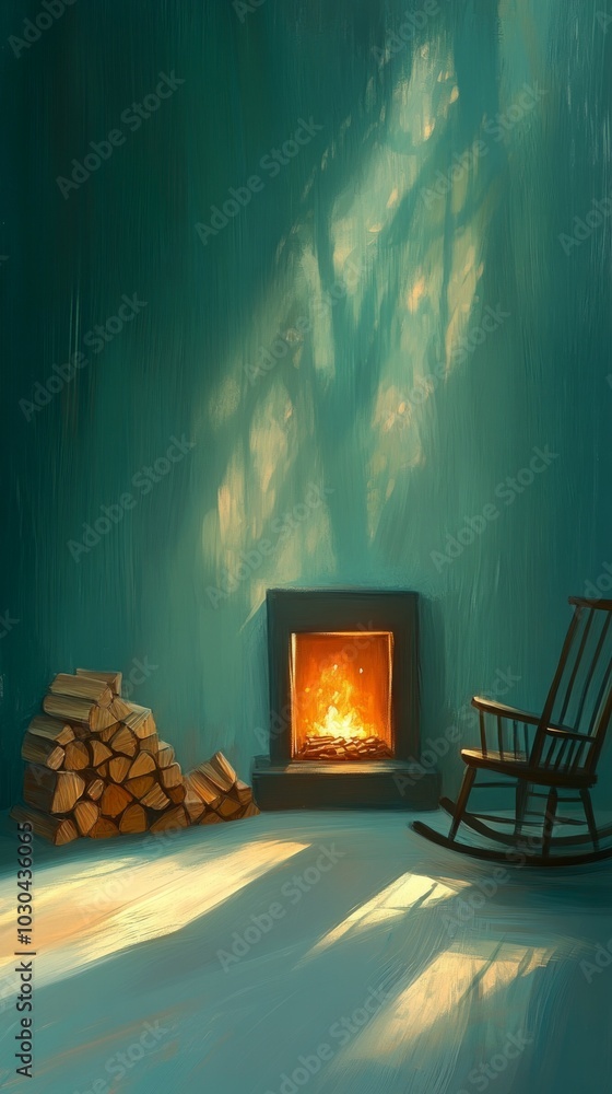 Sticker Quiet Evening, Cozy fireplaces