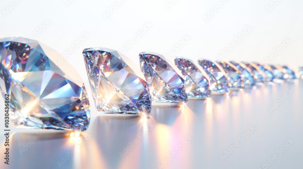 Poster Sparkling Diamonds in a Row on Elegant Surface