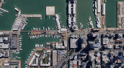 The coast of Auckland city in New Zealand from a bird's eye view