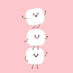 Naklejka premium Marshmallow cartoon. marshmallow character design. Marshmallow vector.