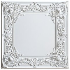 Ornate white decorative wall panel featuring intricate floral patterns and classical motifs