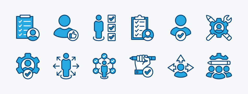 Set of soft skills icon. Containing ability, value, aptitude, attitude, business career, confidence, creativity, development, empathy, work, connection, personal, diversity, power, potency, teamwork