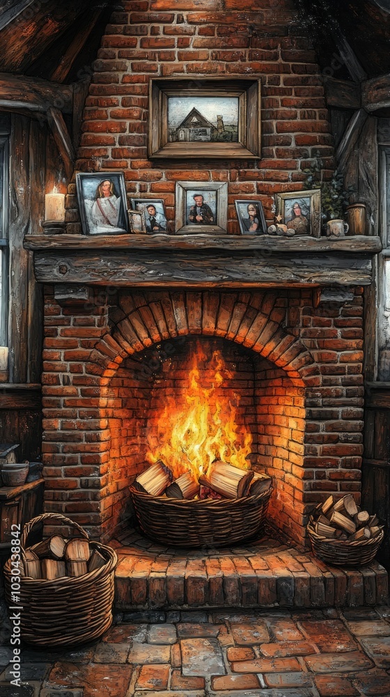 Sticker Crackling Warmth, Cozy fireplaces