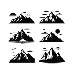 Fototapeta premium silhouette mountain vector icon set on a white background
