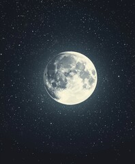 Shimmering Lunar Orb Illuminating the Starry Night Sky