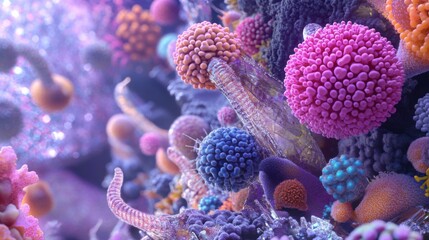 Obraz premium Microbial Extremophiles Genetic Adaptations in SubMicron Landscapes