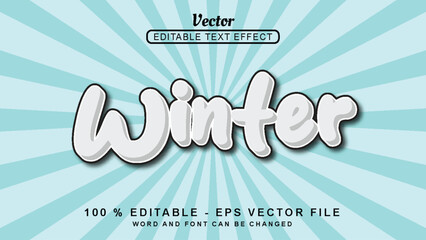 Editable 3d text effect Winter Cool style isolated on Cyan background