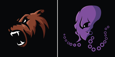 Abstract art background with line art landscape