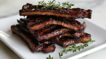 Savory Grilled Ribs with Fresh Herbs Garnish