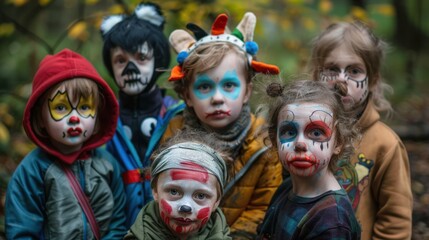 A group of children are dressed up in Halloween costumes