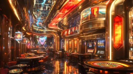 Futuristic VIP lounge merges art deco and scifi technology