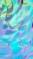 Abstract fluorescent liquid. Aqua menthe waves background. Beautiful 3d render for card, banner, poster, wallpaper, web, print. 3d rendering illustration not AI