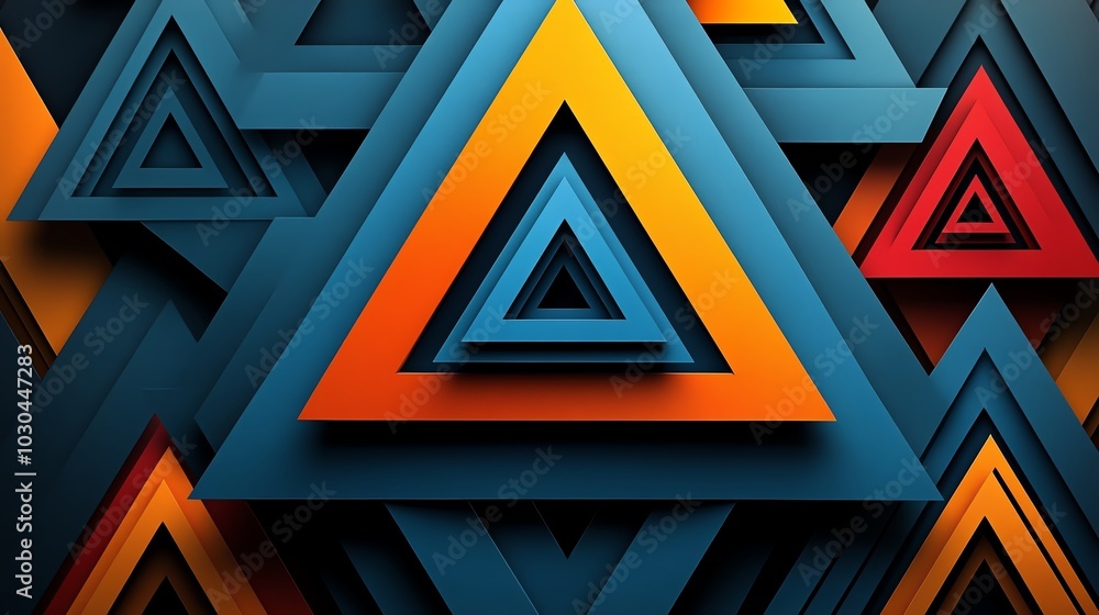 Aufkleber symmetrical paper cut geometric triangle pattern with bold, overlapping shapes for a modern design, 