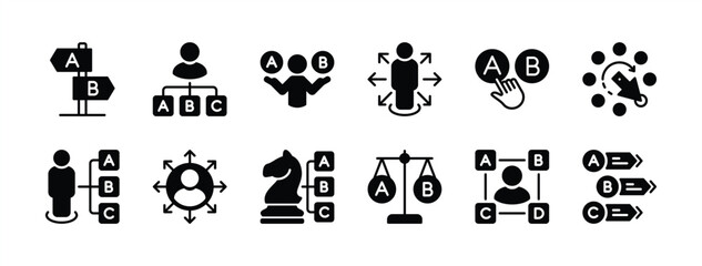 Opportunity icon vector set. Containing choice, direction, truth, business career, buttons, confused, decide, decision, guidance, guide, alternative, strategy, option, point, selection, variety