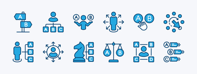 Set of opportunity icon vector. Containing choice, direction, truth, business career, buttons, confused, decide, decision, guidance, guide, alternative, strategy, option, point, selection, variety