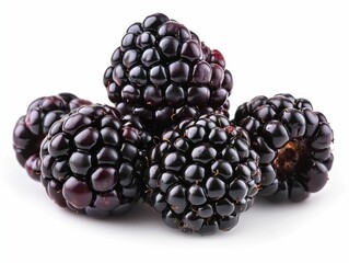 A Cluster of Ripe Juicy Blackberries with a Dark Purple Hue Isolated on a Clean White Background  These Fresh Healthy Berries Make for an Appetizing Food Photography or Recipe Ingredient