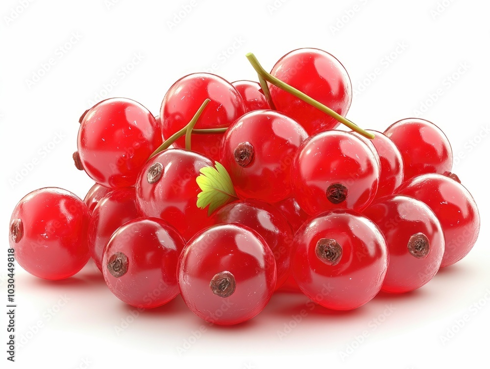 Aufkleber a bountiful cluster of ripe shiny red currants artfully arranged and isolated on a clean pristine wh