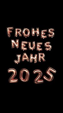 4k Hochformat Video Frohes Neues Jahr. Alpha Channel, Prores 4444. Endless Loop