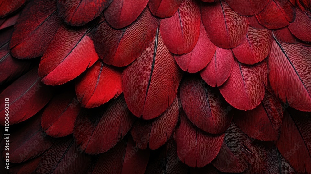 Poster close-up of red feathers. this photo can be used as a background or texture for websites and designs