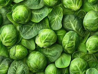 Fototapeta premium Crisp and Compact Brussels Sprout in Close up on White Background Shot of Fresh Organic Vegetable with Vibrant Green Leaves and Intricate Textures