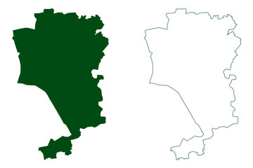 Azoyu municipality (Free and Sovereign State of Guerrero, Mexico, United Mexican States) map vector illustration, scribble sketch Azoyú map