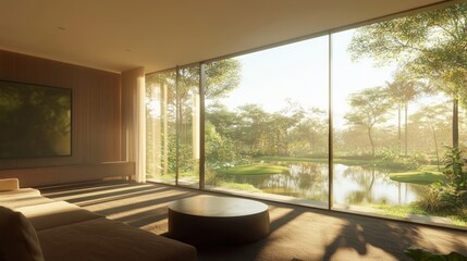 Fototapeta premium Eco-Friendly Modular Home Design with Innovative Features and Landscape Integration - 3D Render Illustration