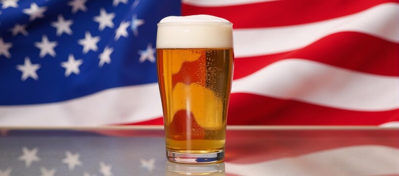 Beer with abstract US state flag on a glass - Powered by Adobe