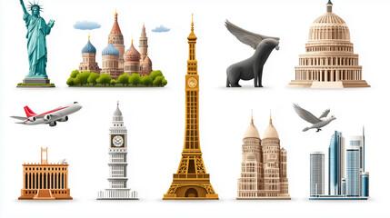 世界旅行のアイコン素材集