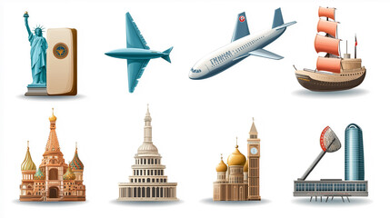 世界旅行のアイコン素材集