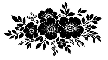 Fototapeta premium A clustered arrangement of flowers with varying sizes and heights positioned unevenly, vector illustration art