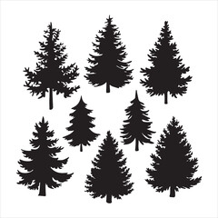 Obraz premium set of vector fir tree silhouette