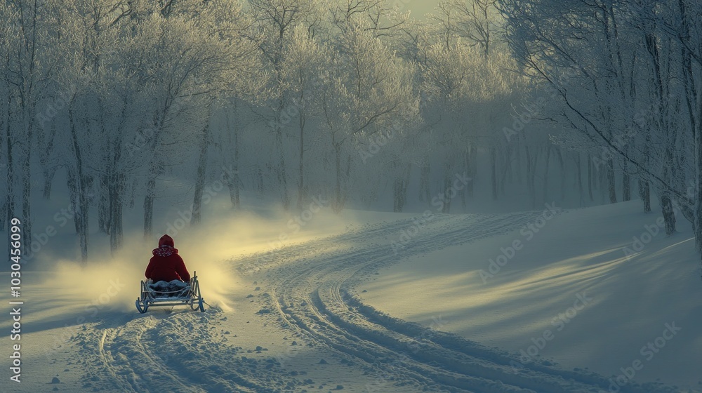 Canvas Prints First Tracks, Sledding