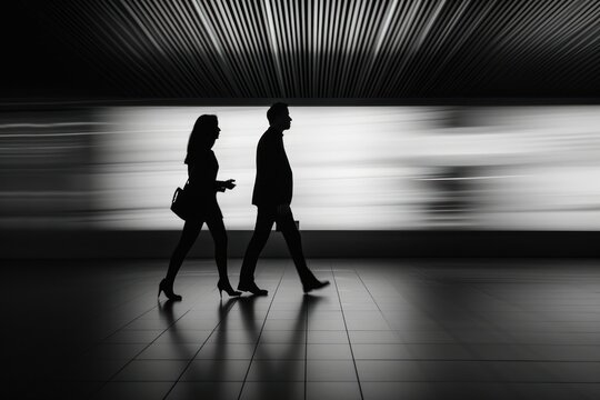 Fototapeta Silhouette walking motion speed.