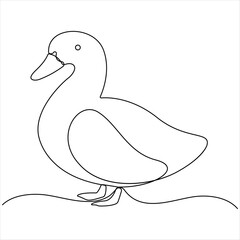 Continuous single line art drawing of pet animal duck concept single line draw vector style illustration