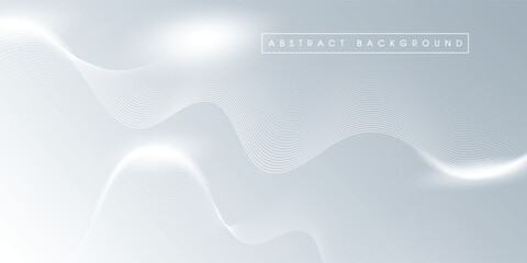 White abstract background with wavy lines. Digital future technology concept in the silver theme color.
