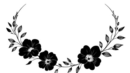 Circular bridal flower crown with small stems arranged in an even, balanced design, vector illustration art