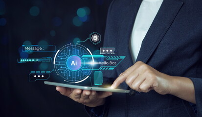 AI Chatbot Smart Digital Customer Service Application Concept.Chatbot Innovation in Global Connectivity and AI Technology.