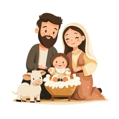 nativity scene clipart, Christmas element, holy family with animals © Atthasit