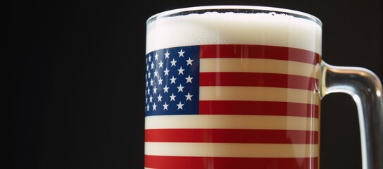 Close-up image showcasing an American flags crisp reflection within a beer mug emphasizing the symbolic contrast between patriotism and debauchery in high definition Up32K HD