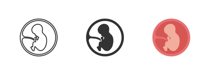 Human embryo set icon. Foetus baby isolated icons. Vector illustration