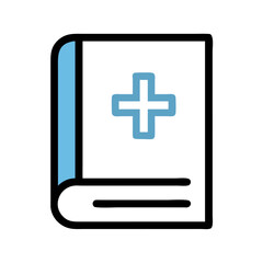 Obraz premium Medical Book Icon in Blue and Black Representing Healthcare Education and Records