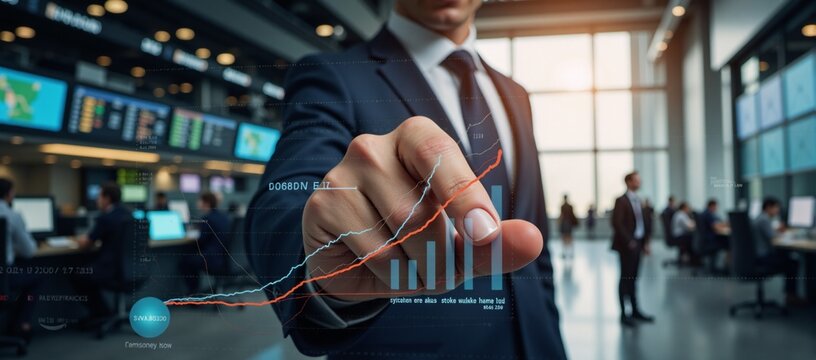 Digital graph chart showcasing business growth in the stock trade market Investment Focused