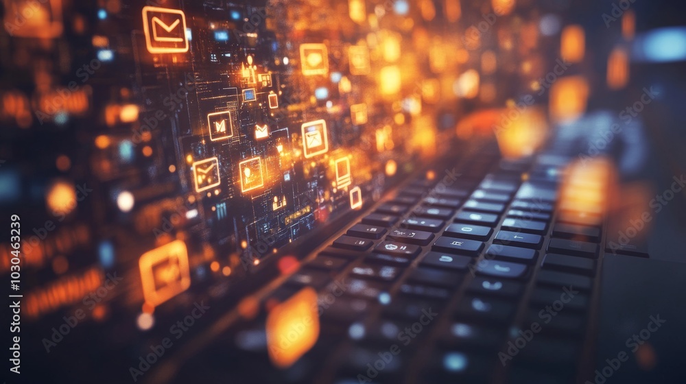 Aufkleber digital network technology laptop keyboard abstract background