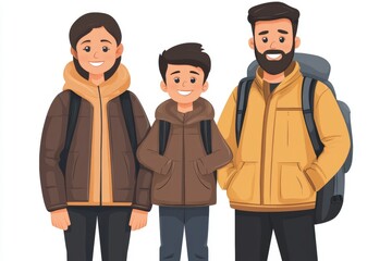 Father and son in casual outdoor clothing smiling symbolizing the bond and relationship between parent and child in a simple warm illustration style